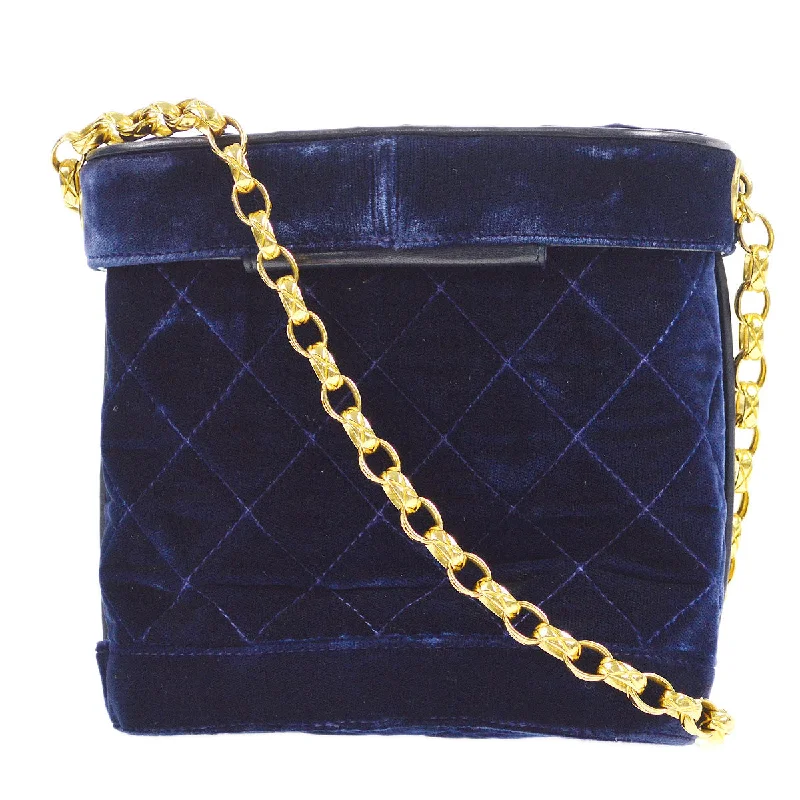 CHANEL * 1989-1991 Binoculars Bag Blue Velvet