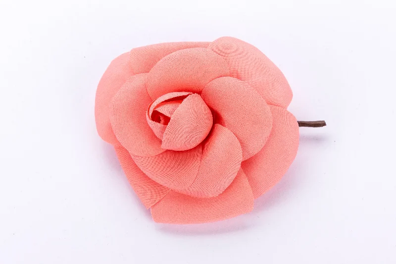 Chanel Camellia Brooch Peach Color Fabric, no Box