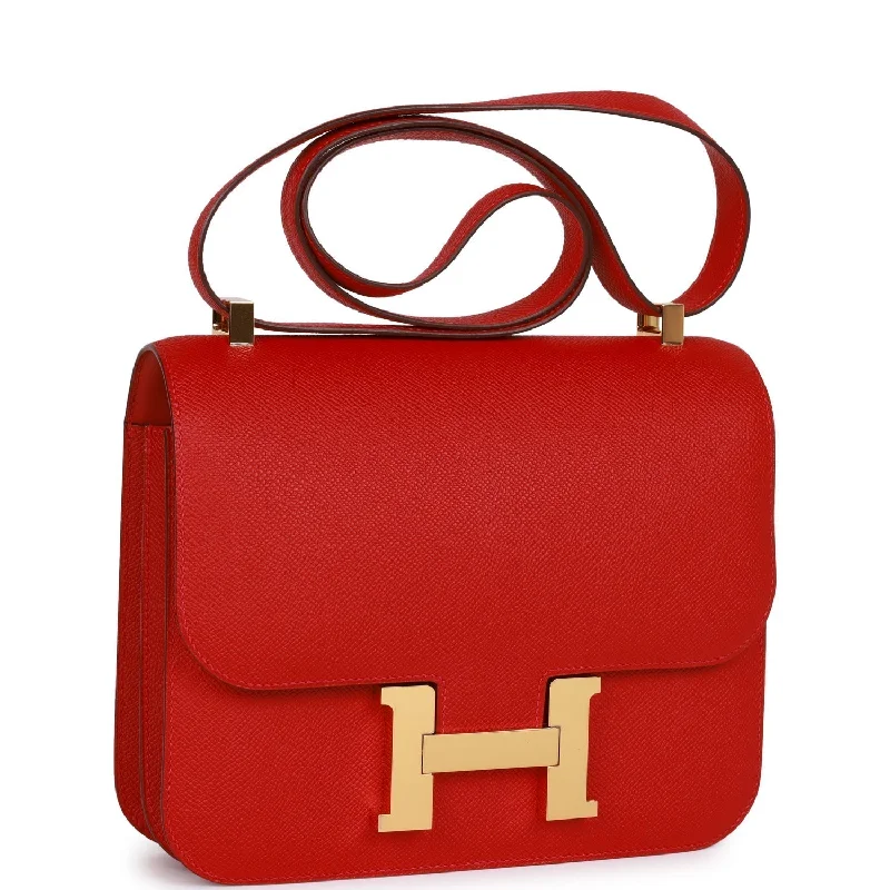 Hermes Constance 24 Rouge Casaque Epsom Gold Hardware