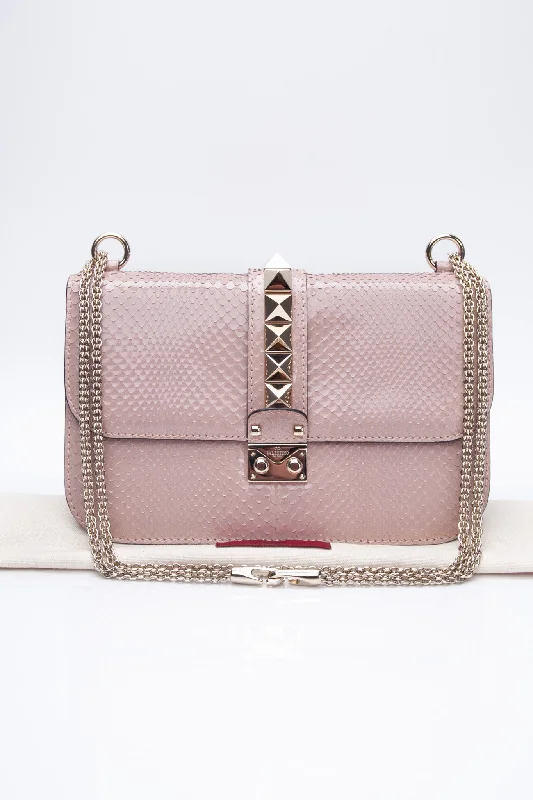 VALENTINO Pink Python Glam Lock Bag