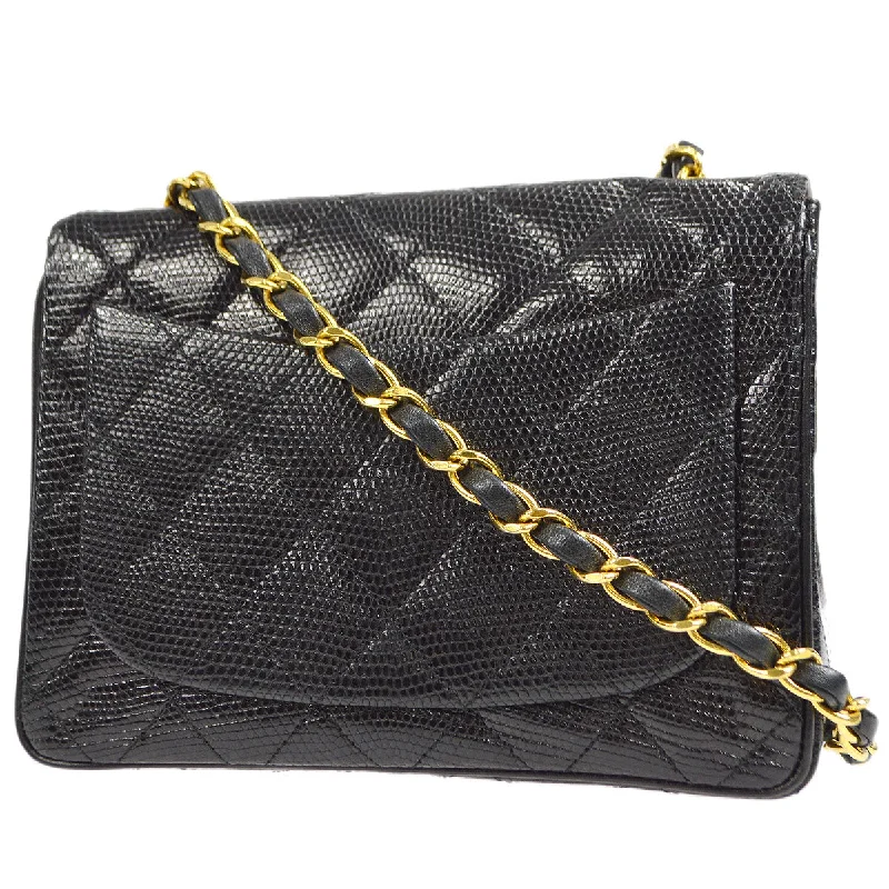 CHANEL * 1991-1994 Classic Square Flap Mini Black Lizard