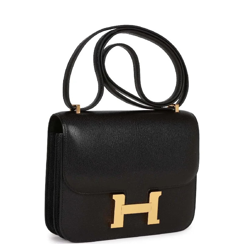 Hermes Constance 1-18 Black Chevre Gold Hardware