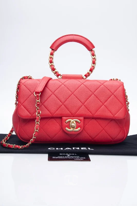 CHANEL Medium in The Loop Red Quilted Lambskin Leather Flap Bag