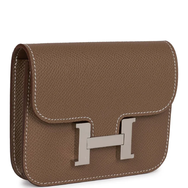 Hermes Constance Slim Wallet Etoupe Epsom Palladium Hardware