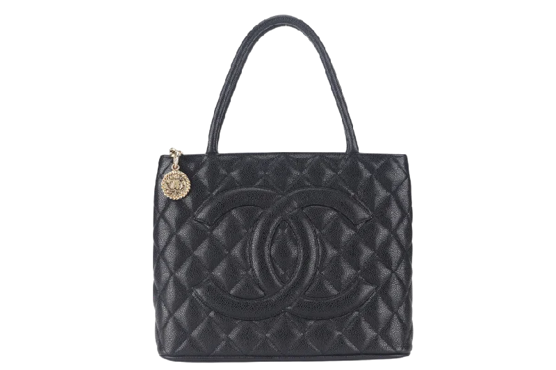 CHANEL MEDALLION TOTE (1363xxxx) BLACK CAVIAR GOLD HARDWARE WITH CARD AND DUST COVER