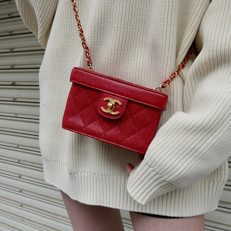 CHANEL * 1991-1994 Shoulder Bag Micro Red Caviar