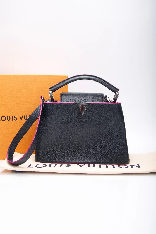 LOUIS VUITTON Navy Blue Taurillon Capucines BB Crossbody Bag