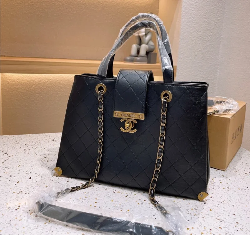 Black leather Chanel woman handbag