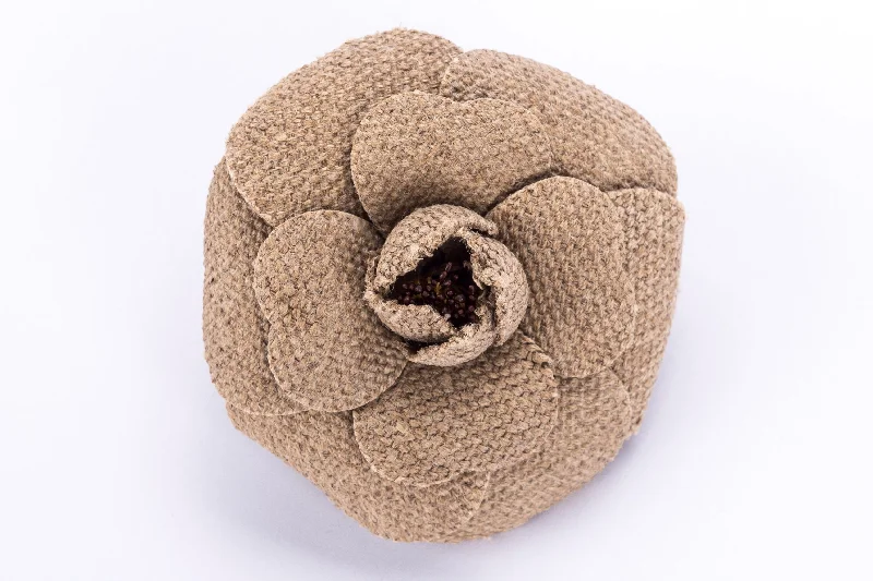 [SOLD]Chanel Camellia Brooch Grey Color in Canvas, no Dust Cover & Box