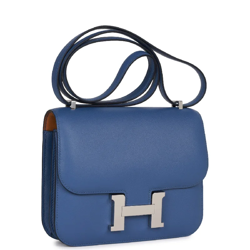 Hermes Constance 18 Bleu Brighton Verso Evercolor Palladium Hardware