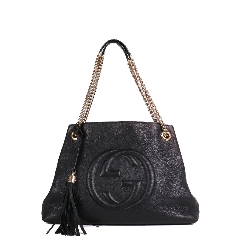 GUCCI - Sac cabas Soho Gucci en cuir grainé noir