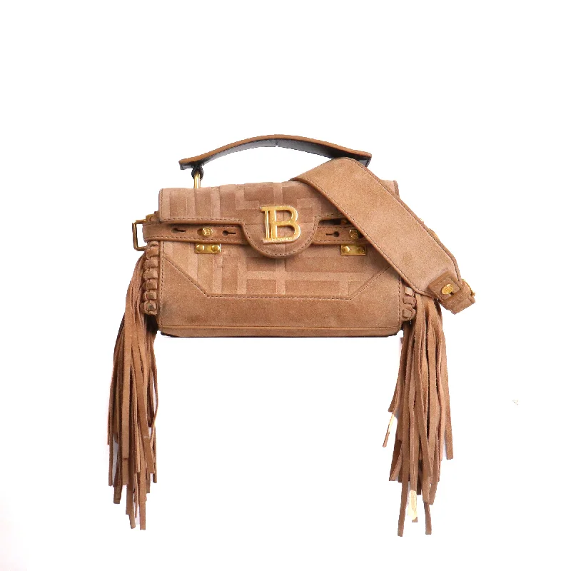 BALMAIN - Sac à bandoulière B-Buzz 22 Balmain en daim marron