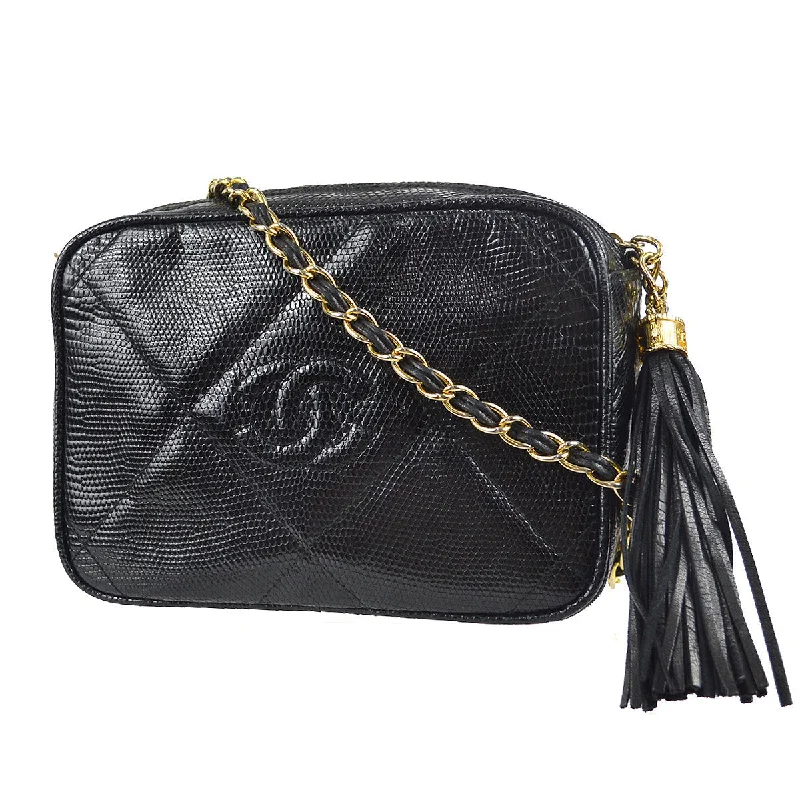 Chanel * 1986-1988 Camera Bag Mini Black Lizard