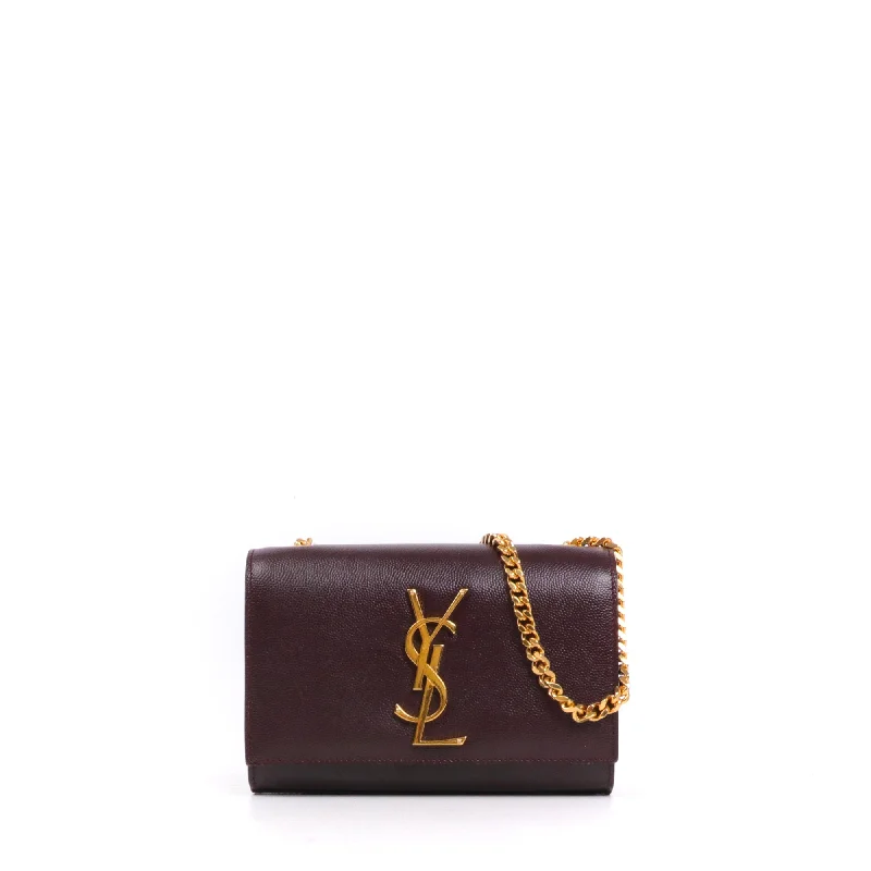 SAINT LAURENT - Sac à bandoulière Kate mini Saint Laurent cuir grainé bordeaux