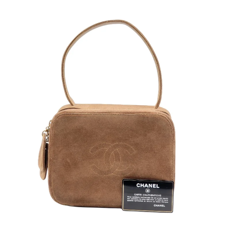 Chanel CC Suede Brown Rare Vintage Hand Bag