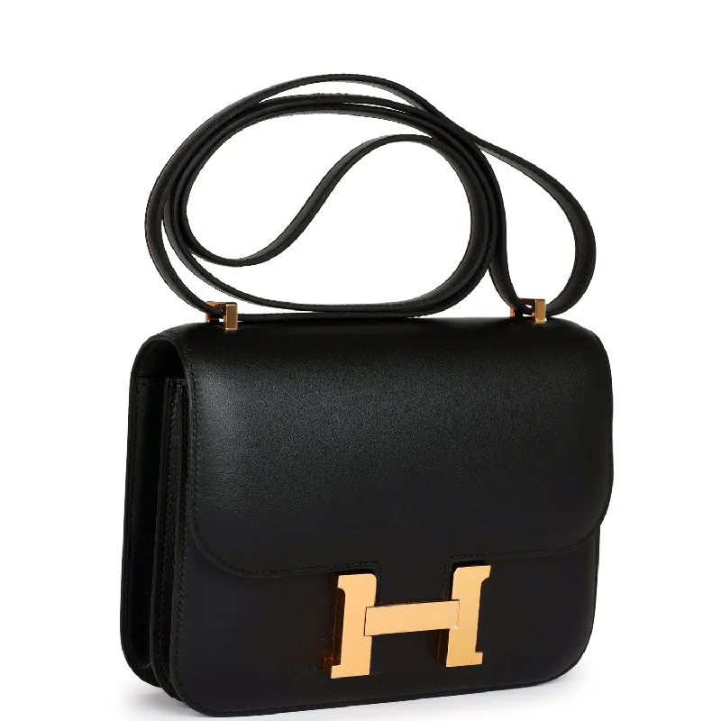 Hermes Constance 18 Black Veau Monsieur Rose Gold Hardware