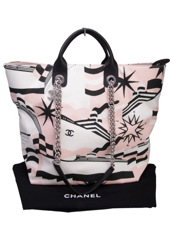 Chanel Black, Pink, & White Canvas La Pausa Shopping Tote