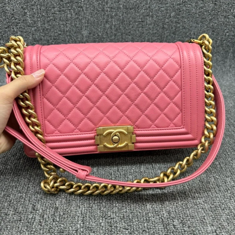 100% Authentic CHANEL Boy Leather Shoulder Bag