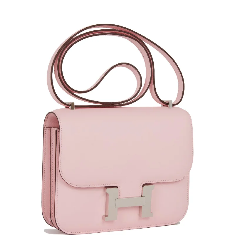 Hermes Constance 18 Rose Sakura Swift Palladium Hardware