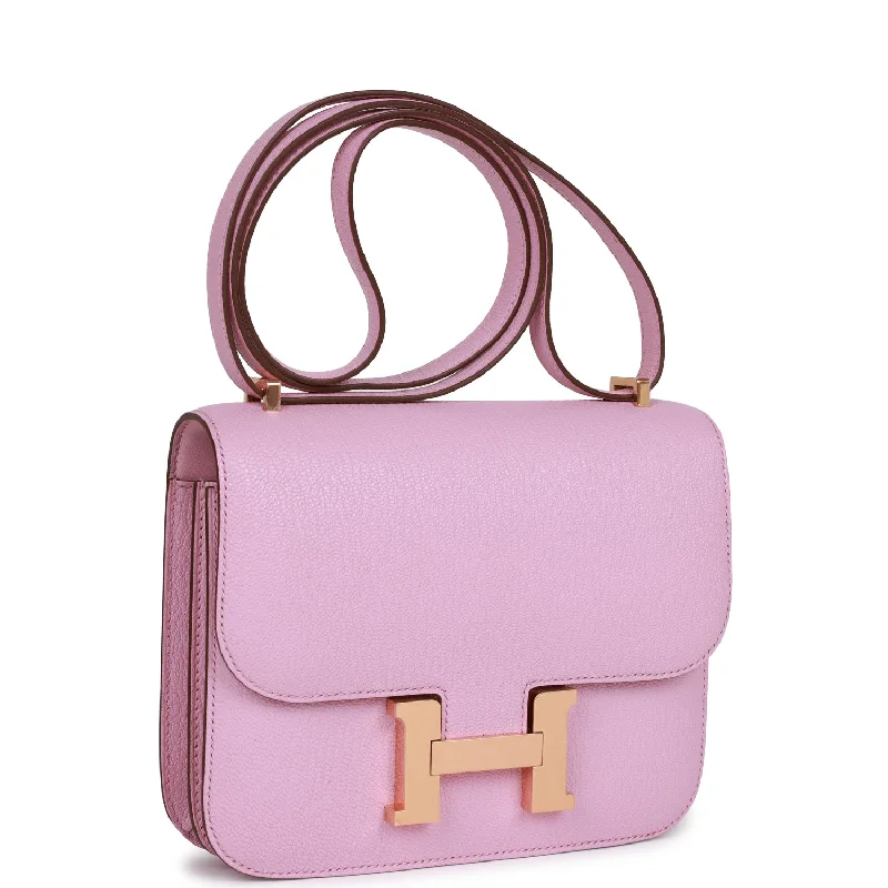 Hermes Constance 18 Mauve Sylvestre Chevre Rose Gold Hardware