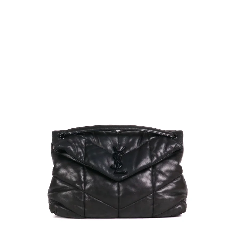 SAINT LAURENT - Sac à bandoulière Puffer medium Saint Laurent en cuir noir