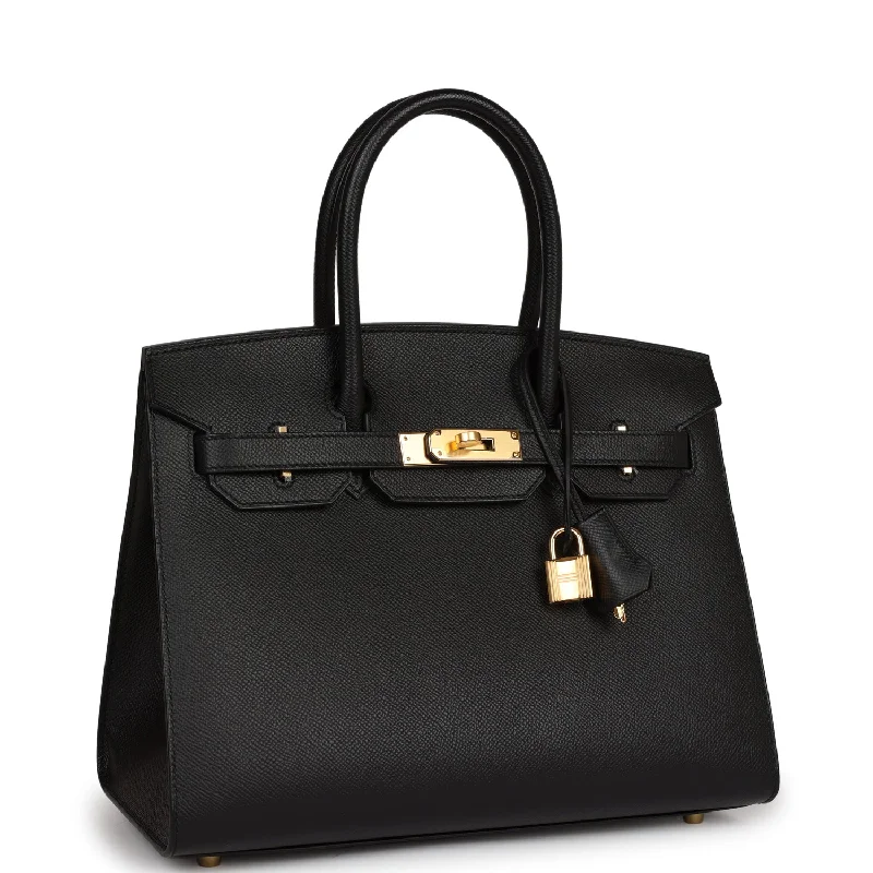 Hermes Birkin Sellier 30 Black Epsom Gold Hardware